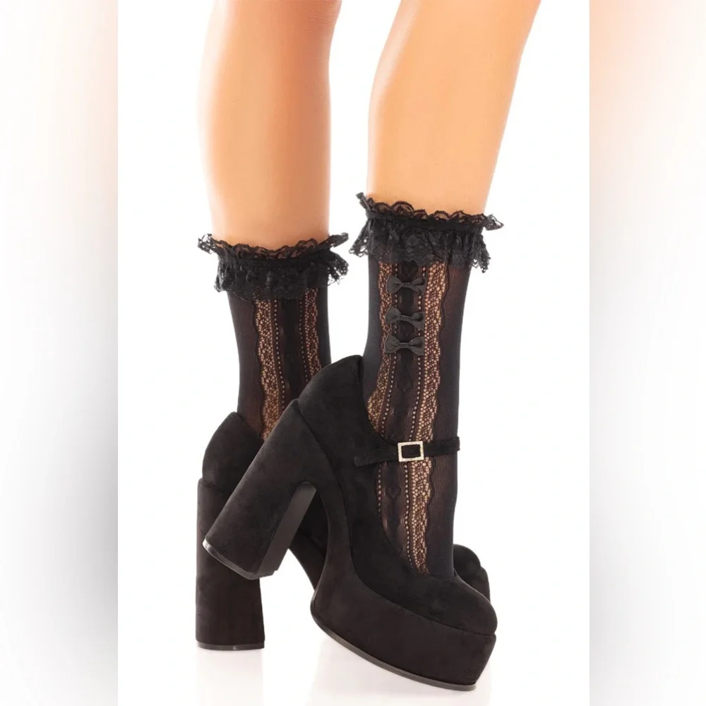 Leg Avenue mini bow Lace Anklet ankle Socks